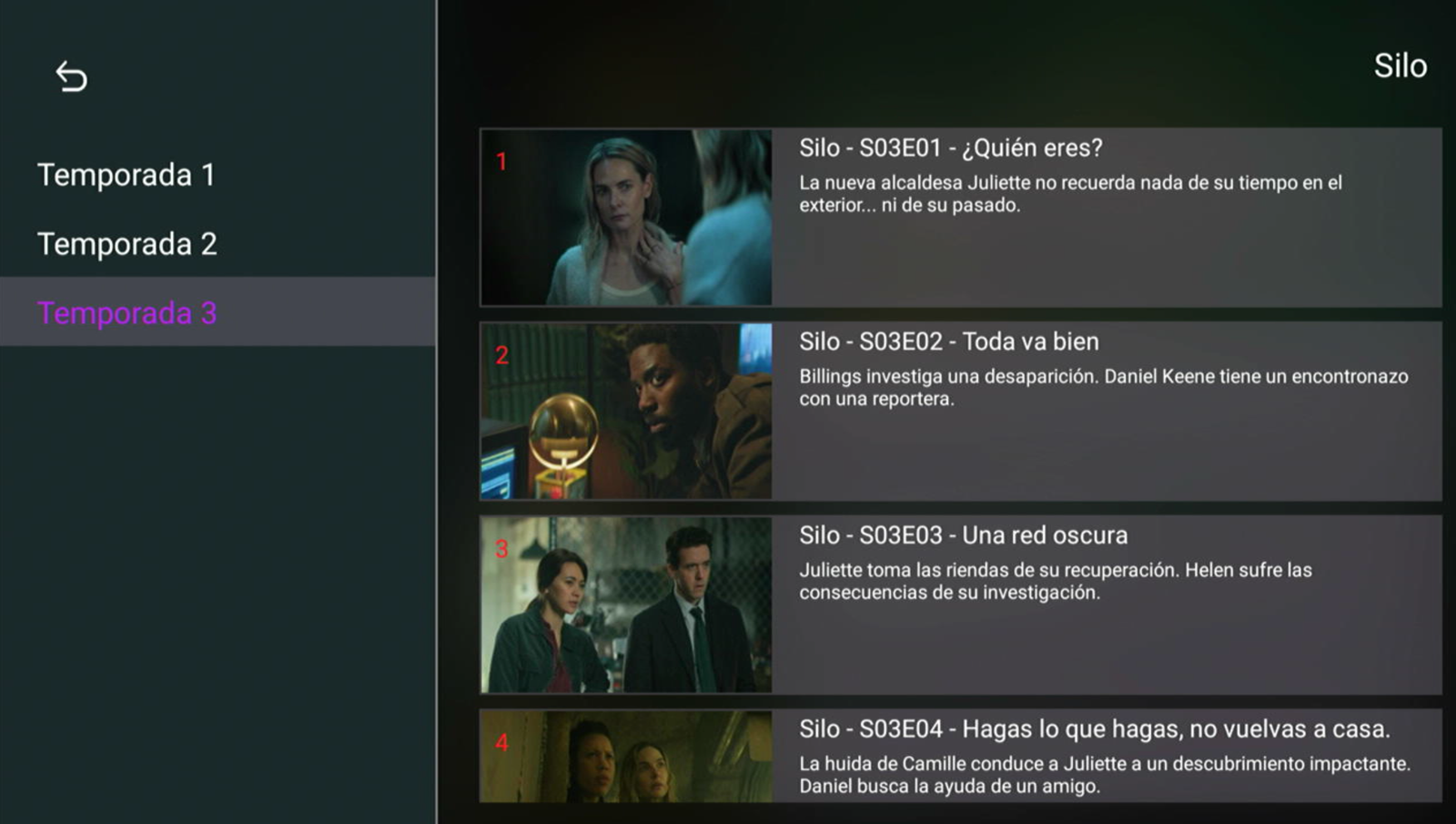 Temporadas y episodios de una serie