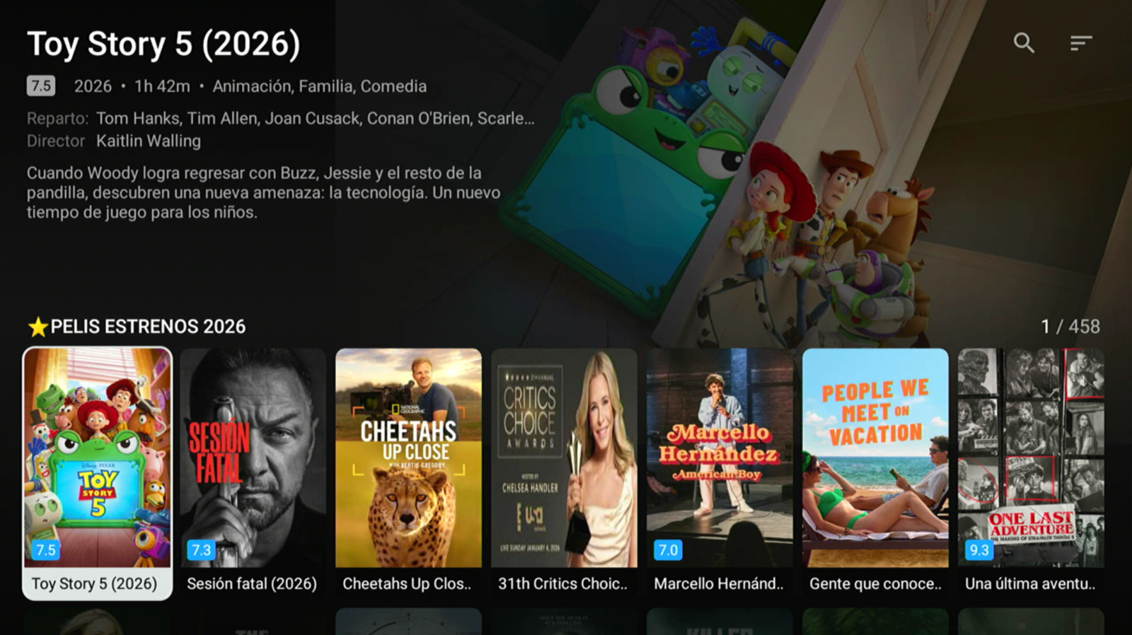 Ficha de película con reparto y valoración
